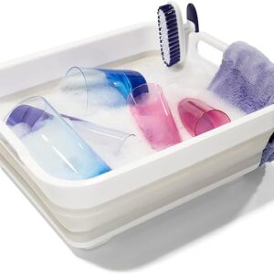RECIPIENTE PARA LAVABO PLEGABLE BLANCO/GRIS