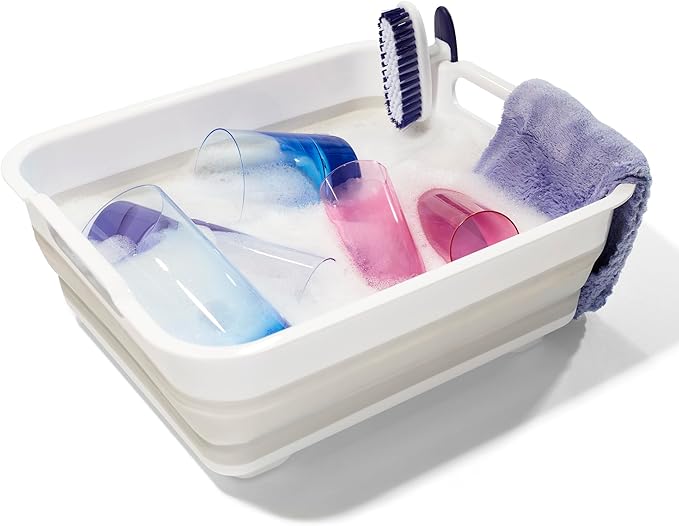 RECIPIENTE PARA LAVABO PLEGABLE BLANCO/GRIS